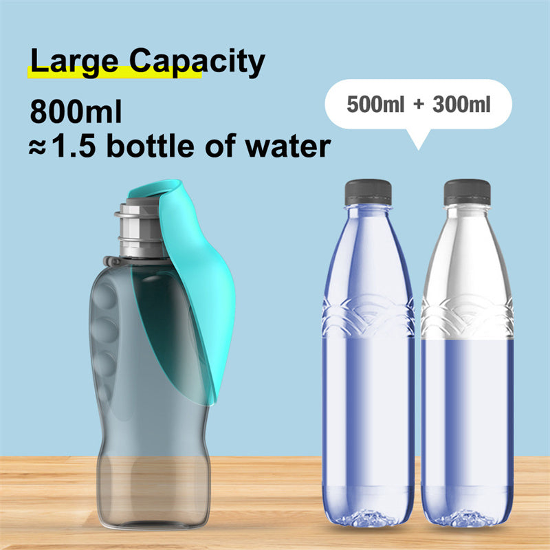 800ml Portable Dog Water Bottle Leakproof Pet Drinking Bowl For Outdoor Walking Retriever Travel Supplies.