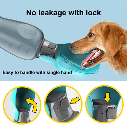 800ml Portable Dog Water Bottle Leakproof Pet Drinking Bowl For Outdoor Walking Retriever Travel Supplies.